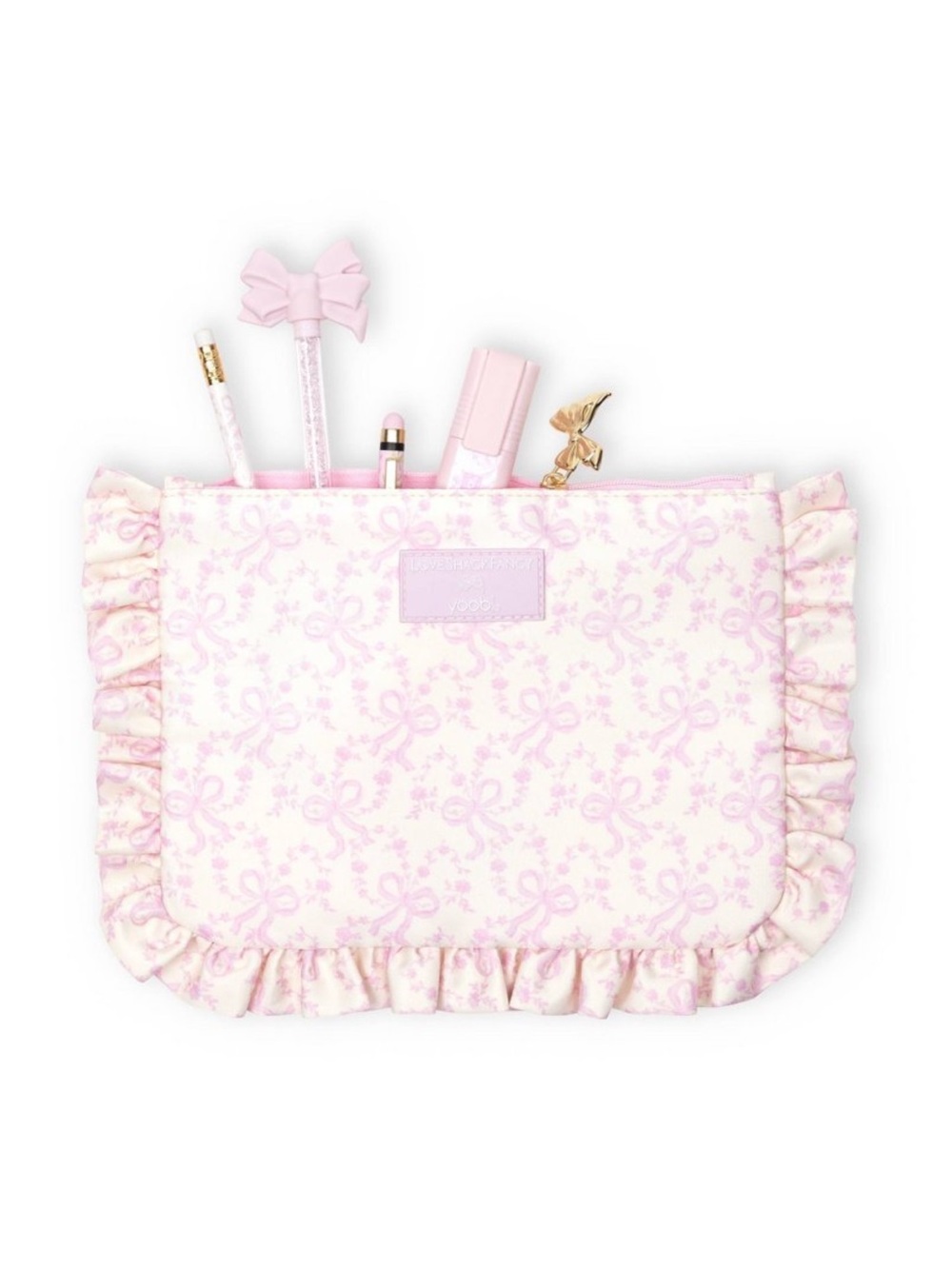 LoveShackFancy Yoobi Coquette Bow Ruffle Accessory Pouch - Picture 5 of 5